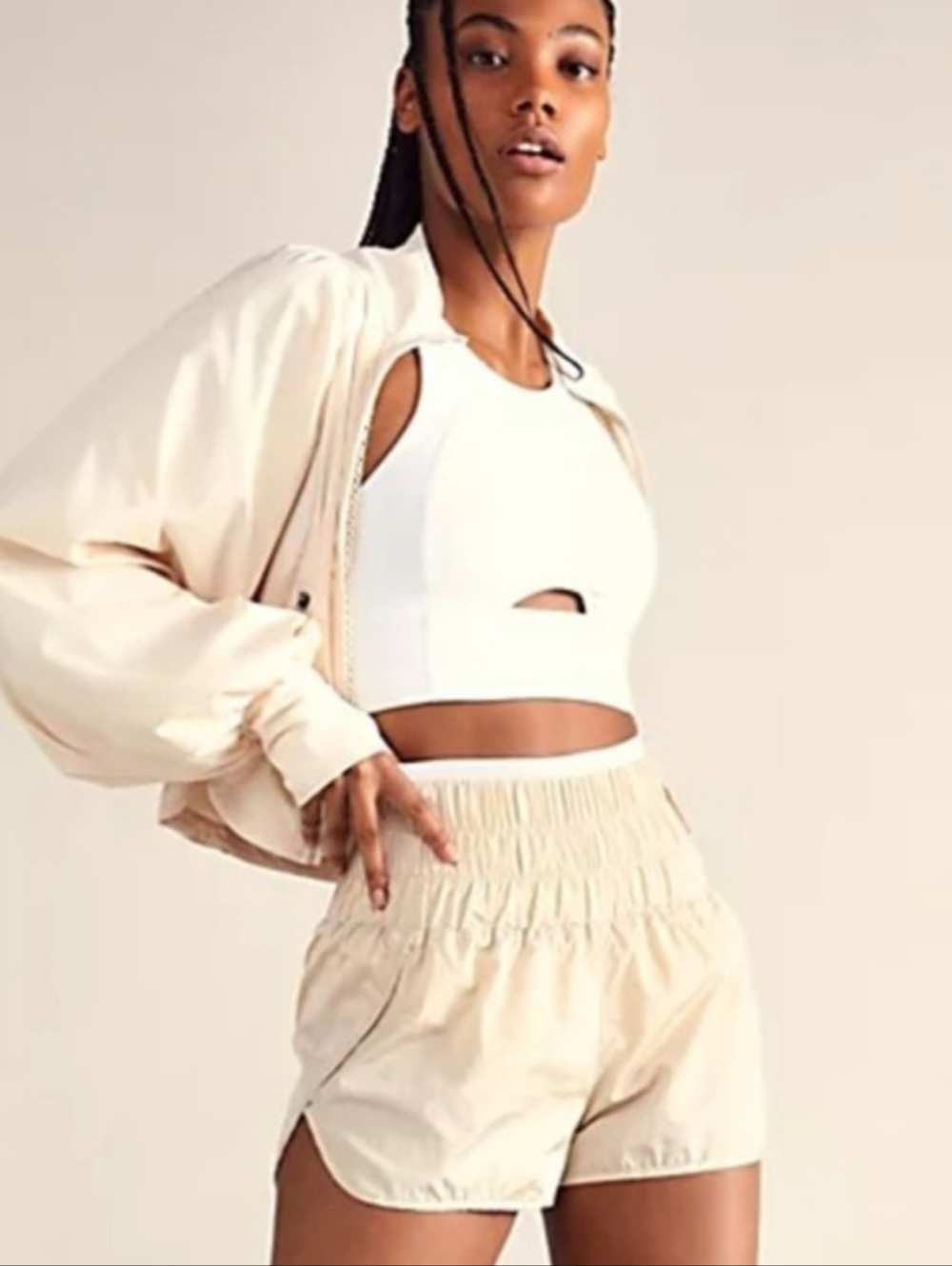 Free People Movement Tahitian Vanilla High Waist Way Home Smock Waist Shorts XS - Picture 6 of 11